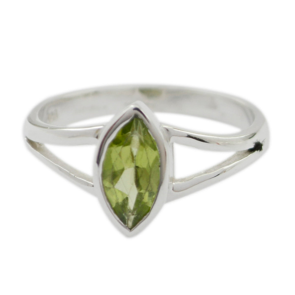 Peridot Solitär Koreanisch Silber Grün Edelstein Zierlicher geometrischer Ring Schmuck Hauptbild