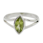 Peridot Solitaire Korean Silver Green Gemstone Dainty Geometric Ring Jewellery
