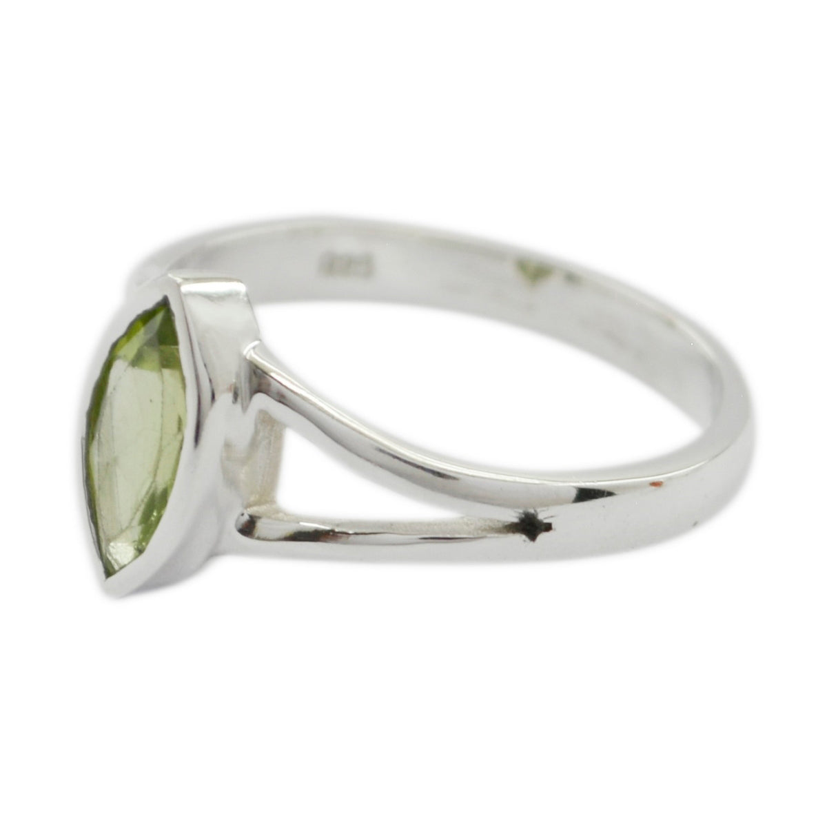 Peridot Solitaire Korean Silver Green Gemstone Dainty Geometric Ring Jewellery