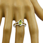 Peridot Solitaire Korean Silver Green Gemstone Dainty Geometric Ring Jewellery