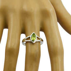 Peridot Solitaire Korean Silver Green Gemstone Dainty Geometric Ring Jewellery