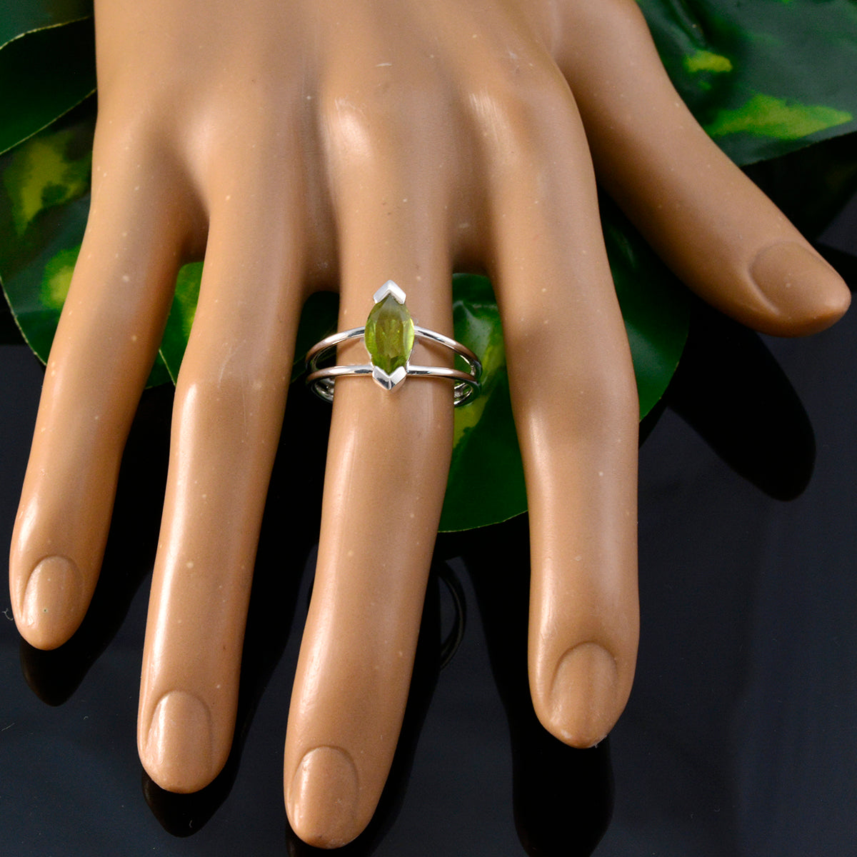 Peridot Solitaire American 92.5 Silver Green Gemstones Whisper thin Trendy Ring Jewelry