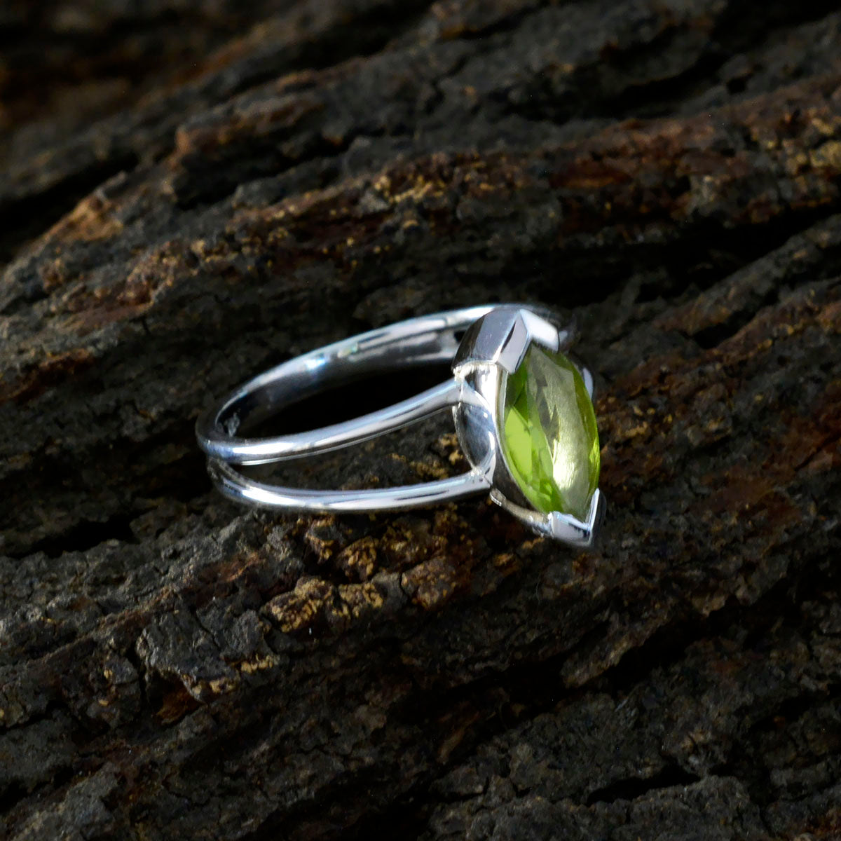 Peridot Solitaire American 92.5 Silver Green Gemstones Whisper thin Trendy Ring Jewelry