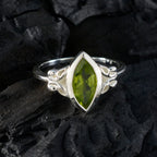 Peridot Solitaire American 92.5 Silver Green Gemstone Whisper thin Trendy Ring Jewellery