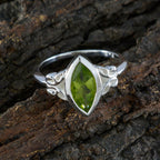 Peridot Solitaire American 92.5 Silver Green Gemstone Whisper thin Trendy Ring Jewellery