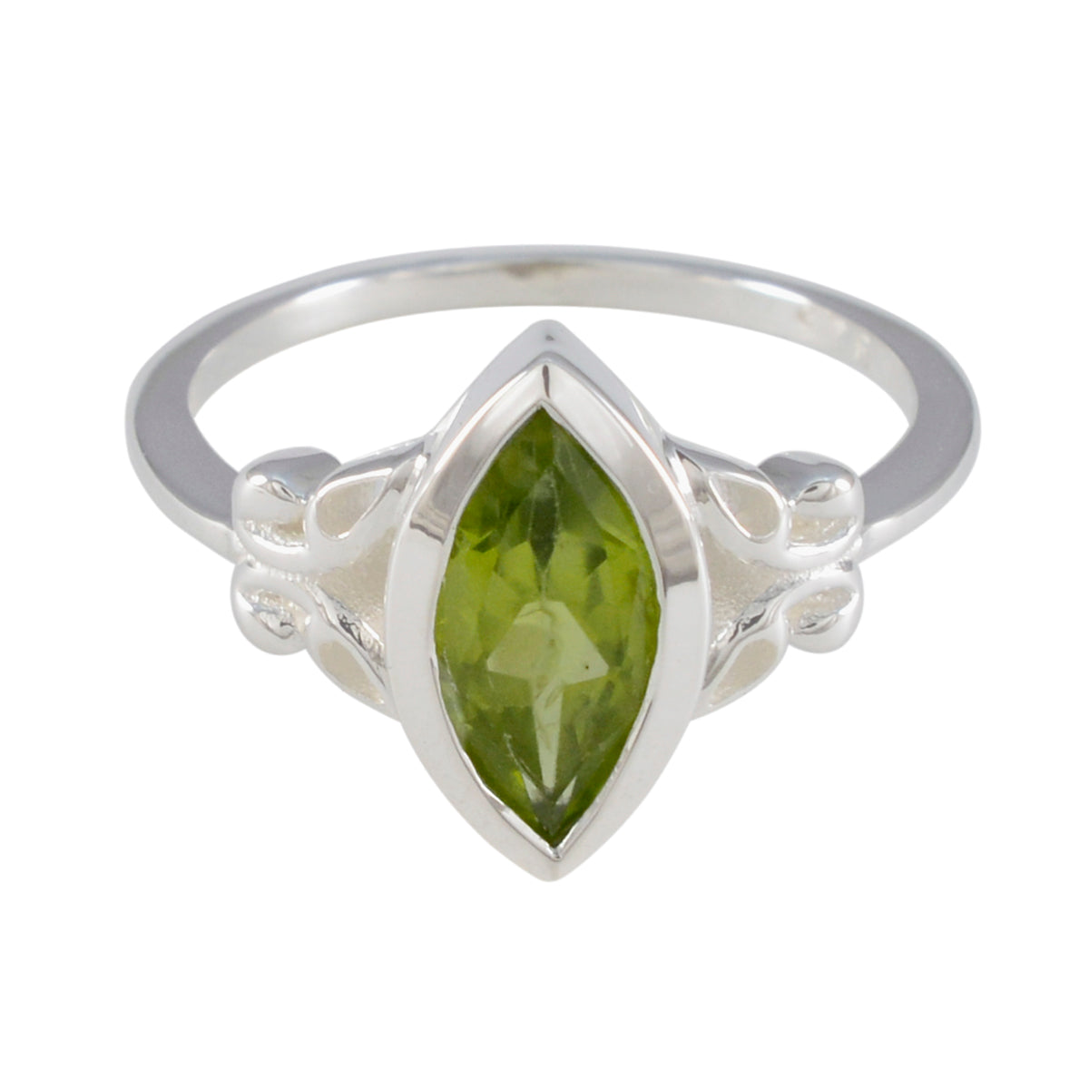 Peridot Solitaire American 92.5 Silver Green Gemstone Whisper thin Trendy Ring Jewellery