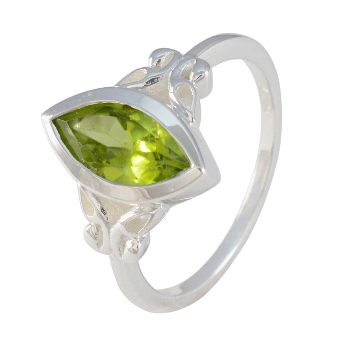 Peridot Solitaire American 92.5 Silver Green Gemstone Whisper thin Trendy Ring Jewellery
