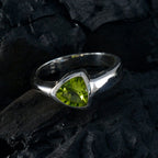 Peridot Solitaire Egyptian 925 Sterling Silver Green Gemstone Tiny Geometric Ring Jewelry