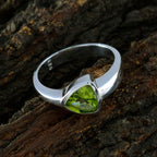 Peridot Solitaire Egyptian 925 Sterling Silver Green Gemstone Tiny Geometric Ring Jewelry