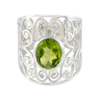 Peridot Solitaire Italian Silver Green Gemstone Versatile Filigree  Ring Jewellery