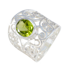 Peridot Solitaire Italian Silver Green Gemstone Versatile Filigree  Ring Jewellery