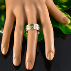 Peridot Solitaire African 925 Sterling Silver Green Gemstone Mid weight Art Deco Ring Jewellery