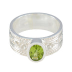 Peridot Solitaire African 925 Sterling Silver Green Gemstone Mid weight Art Deco Ring Jewellery