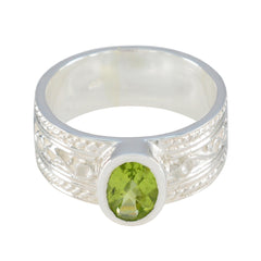 Peridot Solitär Afrikanischer 925 Sterling Silber Grüner Edelstein Mittelschwerer Art Deco Ring Schmuck