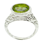 Peridot Solitaire German 925 Sterling Silver Green Gems Minimal Art Deco Ring Jewellery