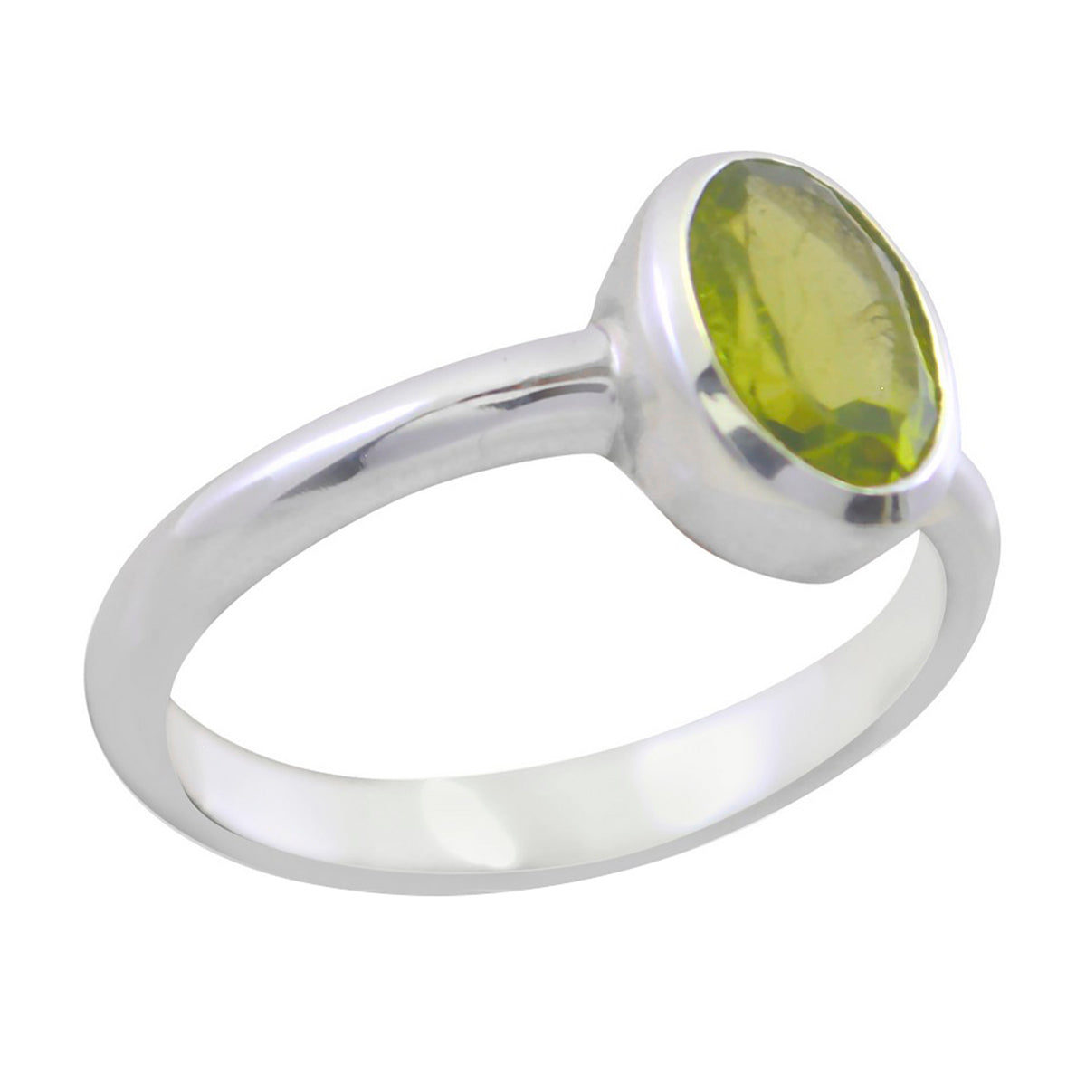 Peridot Solitaire Turkish 925 Sterling Silver Green Gemstones Delicate Sophisticated Ring Jewellery Immagine principale del prodotto