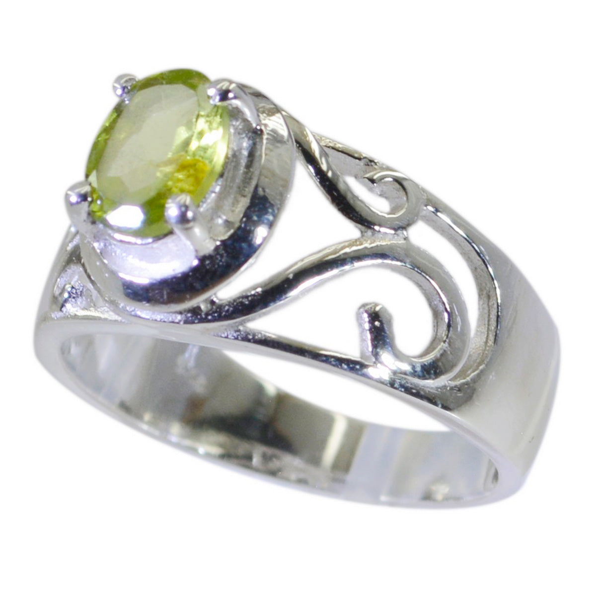 Peridot Solitaire Mexicaans 92,5 zilver groene edelsteen minimalistische filigraan ring sieraden Secundaire afbeelding