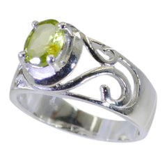 Peridot Solitaire Mexican 92.5 Silver Green Gemstone Minimal Filigree Ring Jewelry
