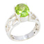 Peridot Solitaire Italian Silver Green Gemstones Featherlight Rope Wire Ring Jewellery