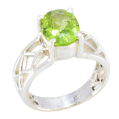 Peridot Solitaire Italian Silver Green Gemstones Featherlight Rope Wire Ring Jewellery
