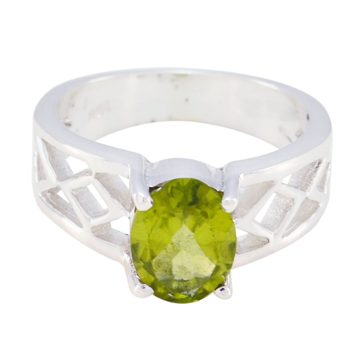 Peridot Solitaire Italian Silver Green Gemstones Featherlight Rope Wire Ring Jewellery