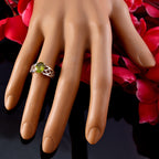 Peridot Solitaire Russian 92.5 Silver Green Gemstone Slim Traditional Ring Jewellery