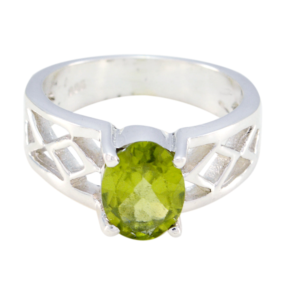 Peridot Solitaire Russisch 92,5 zilver groene edelsteen slanke traditionele ring sieraden Secundaire afbeelding
