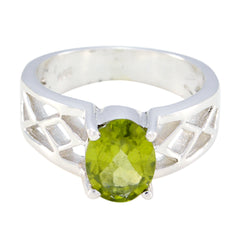 Peridot Solitaire Russian 92.5 Silver Green Gemstone Slim Traditional Ring Jewellery
