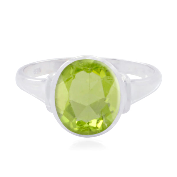 Peridot Solitaire African Silver Green Gems Minimal Traditional Ring Jewellery