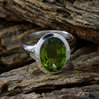 Peridot Solitaire French 925 Sterling Silver Green Gems Minimal Abstract Ring Jewelry