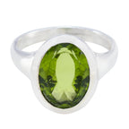 Peridot Solitaire French 925 Sterling Silver Green Gems Minimal Abstract Ring Jewelry