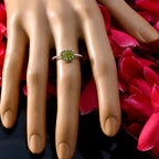 Peridot Solitaire Japanese Sterling Silver Green Gemstone Elegant  Twist Ring Jewelry