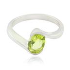 Peridot Solitaire Japanese 92.5 Silver Green Gemstones Whisper thin Modern Ring Jewelry
