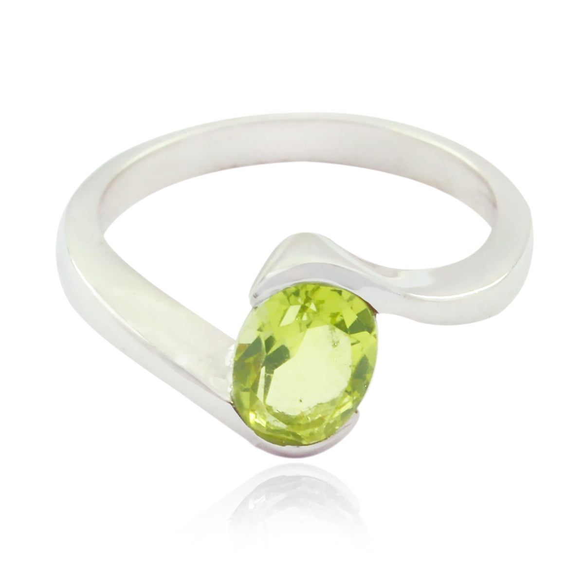 Peridot Solitaire Japanese 92.5 Silver Green Gemstones Whisper thin Modern Ring Jewelry