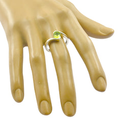 Peridot Solitaire Japanese 92.5 Silver Green Gemstones Whisper thin Modern Ring Jewelry