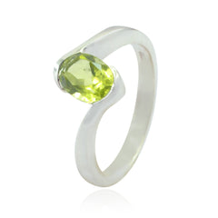 Peridot Solitaire Japanese 92.5 Silver Green Gemstones Whisper thin Modern Ring Jewelry