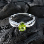 Peridot Solitaire American 925 Silver Green Gemstone Delicate Sophisticated Ring Jewelry