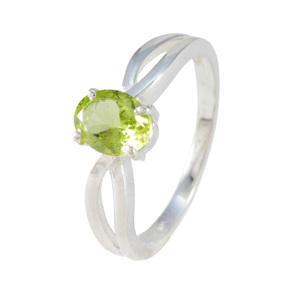 Peridot Solitär Amerikanischer 925 Silber Grüner Edelstein Zarter, anspruchsvoller Ringschmuck