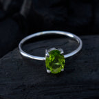 Peridot Solitaire American 925 Sterling Silver Green Gemstone Elegant  Glamorous Ring Jewellery