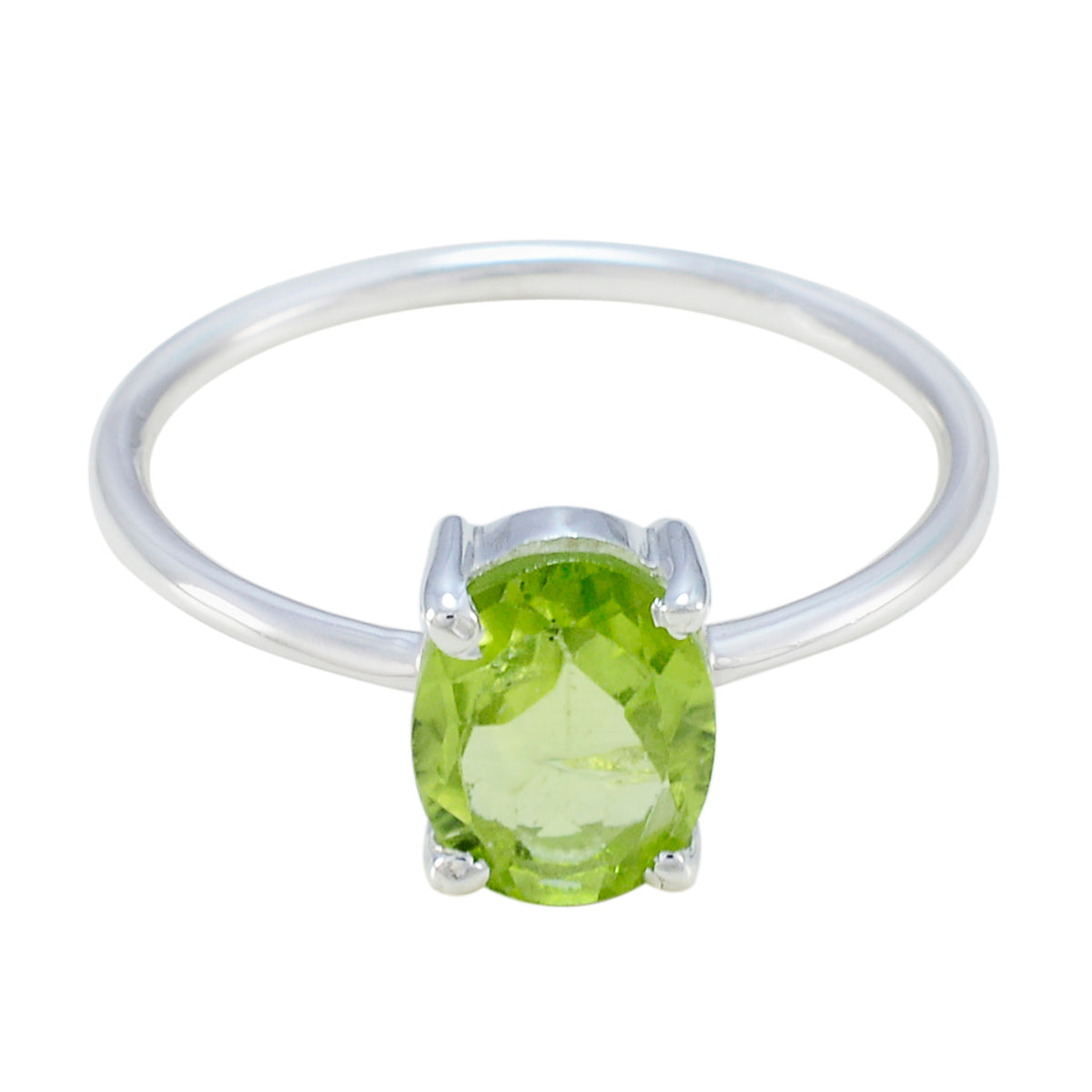Peridot Solitaire American 925 Sterling Silver Green Gemstone Elegant  Glamorous Ring Jewellery メイン画像