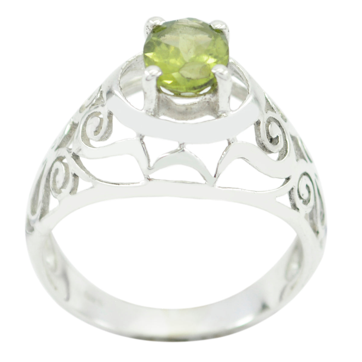 Peridot Solitaire Mexican 92.5 Silver Green Gemstone Whisper thin Filigree Ring Jewellery