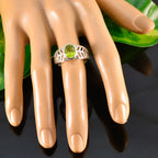 Peridot Solitaire German 925 Silver Green Gemstones Minimal Art Deco Ring Jewelry