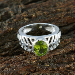 Peridot Solitaire German 925 Silver Green Gemstones Minimal Art Deco Ring Jewelry
