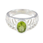 Peridot Solitaire German 925 Silver Green Gemstones Minimal Art Deco Ring Jewelry