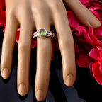 Peridot Solitaire Latin American Silver Green Gemstones Whisper thin Rope Wire Ring Jewellery