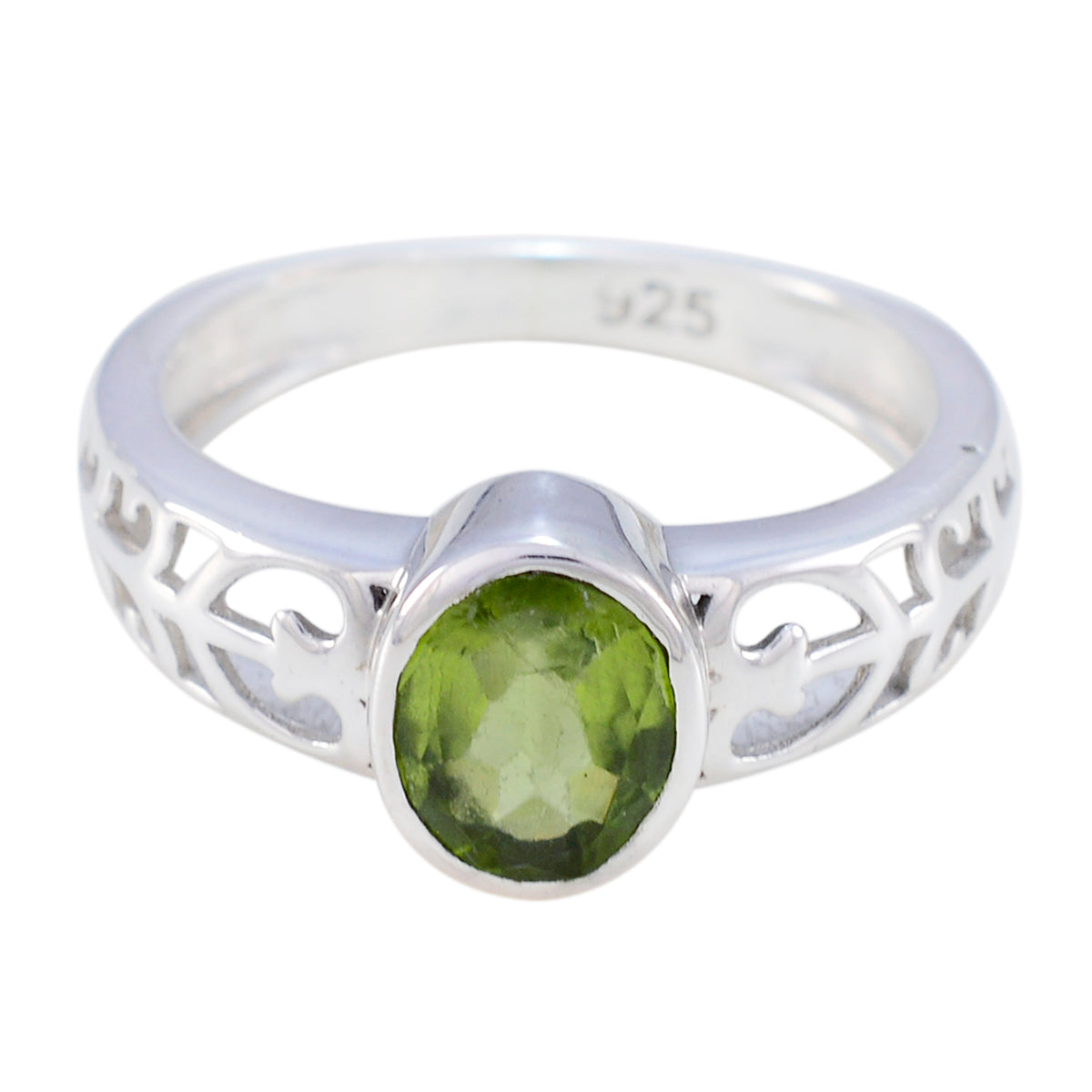 Peridot Solitaire Latin American Silver Green Gemstones Whisper thin Rope Wire Ring Jewellery