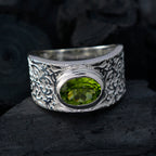 Peridot Solitaire Indian Silver Green Gemstone Essential  Art Deco Ring Jewelry
