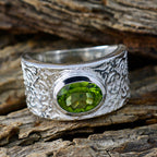 Peridot Solitaire Indian Silver Green Gemstone Essential  Art Deco Ring Jewelry