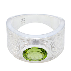 Peridot Solitaire Indian Silver Green Gemstone Essential  Art Deco Ring Jewelry