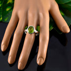 Peridot Solitaire Russian 92.5 Silver Green Gemstone Classic Fairytale Ring Jewelry